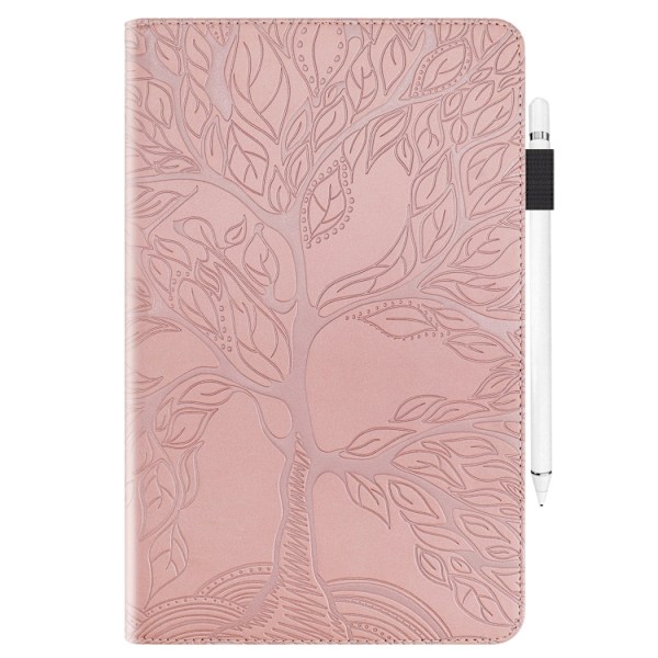 Samsung Galaxy Tab S9+ / S9 FE+ Skal i Läder - Life Tree Series Horisontell Flip Roséguld