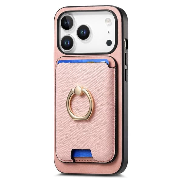 iPhone 18 Pro / iPhone 17 Pro Retro Korsläder Kortväska MagSafe Skal Rosa