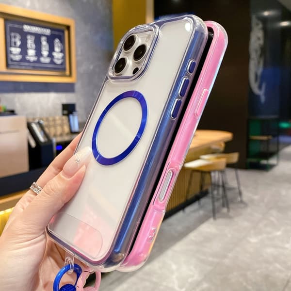 iPhone 16 Pro Skal med Airbag 3 1 CD-textur och Rem Orange