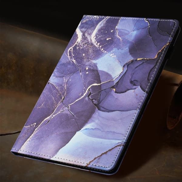 Samsung Galaxy Tab S6 Lite P610 Marble Litchi Läderfodral Grå