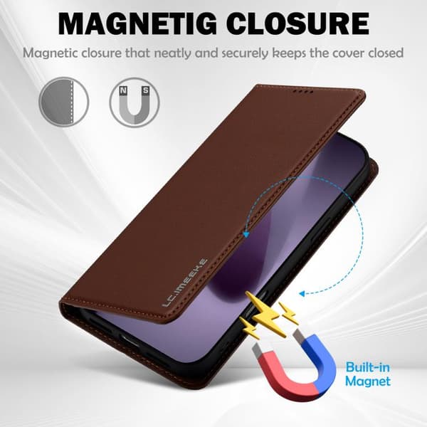 iPhone 18 Pro Max / iPhone 17 Pro Max Skal - LC.IMEEKE L1 Series med Frostad Fin Textur av PU Brun