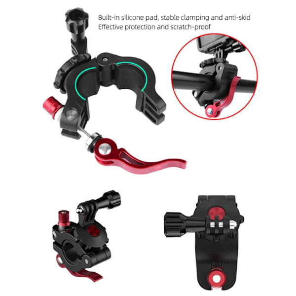 Sunnylife TY-Q9266 för Insta360 GO / DJI Osmo Action / GoPro Mount Bracket Stabilizer Cykelklämma med skruv