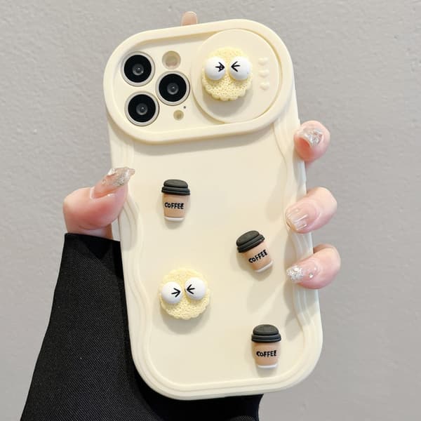 iPhone 16 Pro Max Briquettes Sliding Camshield 3D Kaffe TPU Skal Gul