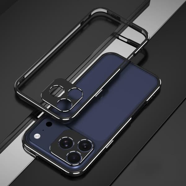 iPhone 17 Pro Max Aurora Series Linsskydd + Metallram Skal Svart silver
