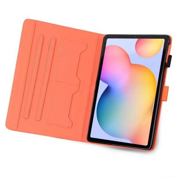 Samsung Galaxy Tab S6 Lite Cartoon Läderfodral Apelsin