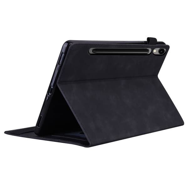 Samsung Galaxy Tab S9 FE+ Stötsäker Läderfodral Svart