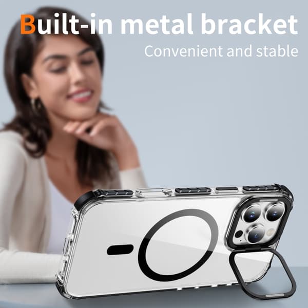 iPhone 16 Pro Max Rainbow Series Transparent MagSafe Linshållare Skal Svart