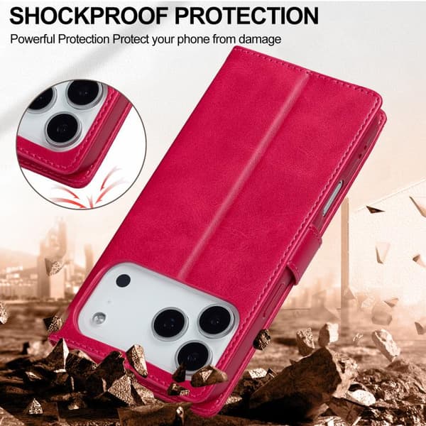 iPhone 18 Pro Max / iPhone 17 Pro Max Skal - Kalvtextur med Horisontell Vändning Röd