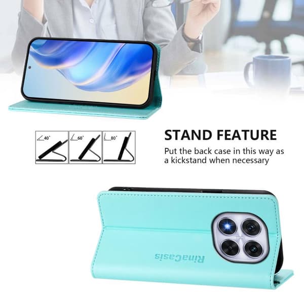 Redmi Note 14 Pro 4G RC01 - Dubbelvikts Magnetisk RFID Läderfodral Mintgrön