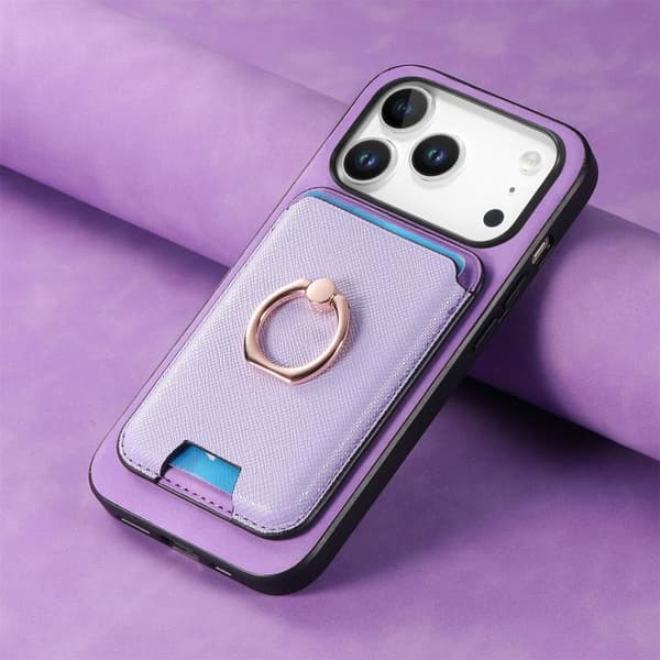 iPhone 18 Pro Max / iPhone 17 Pro Max Retro Cross Läder Kortväska MagSafe Skal Purpur