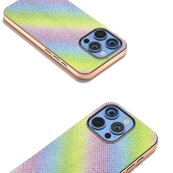 iPhone 16 Pro Max Nano Pläterad Diamanttextur Skal - Elegant och Skyddande Mobilskal Regnbåge