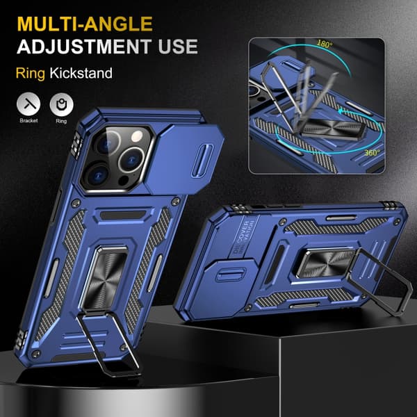 iPhone 16 Pro Skal med Armor PC + TPU Kameraskydd Marinblå