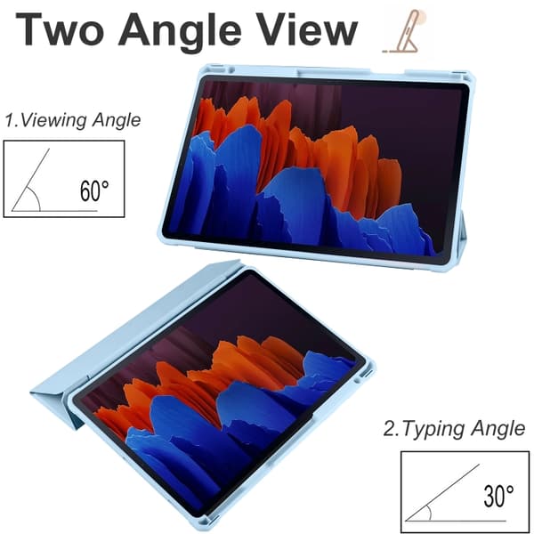 Samsung Galaxy Tab S7 3-faldig Smart Läderfodral Isblå