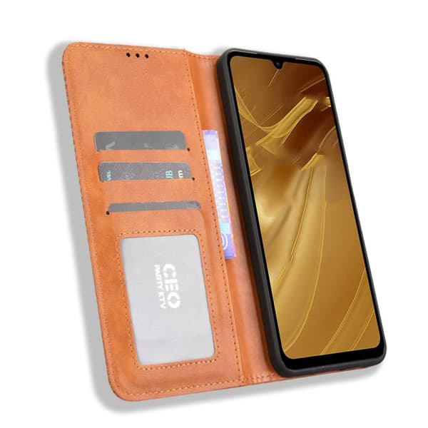 Redmi A5 4G - Magnetisk Spänne Retro Textur Läder fodral Brun
