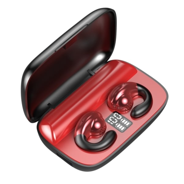 S19 Trådlösa öronklämmor brusreducerande Bluetooth-hörlurar benledning utan fördröjning headset Röd