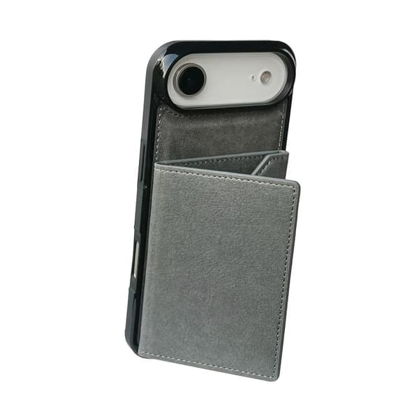 iPhone 17 Air Skal med Solid Färg och Metallspänne för Kortfack Grå