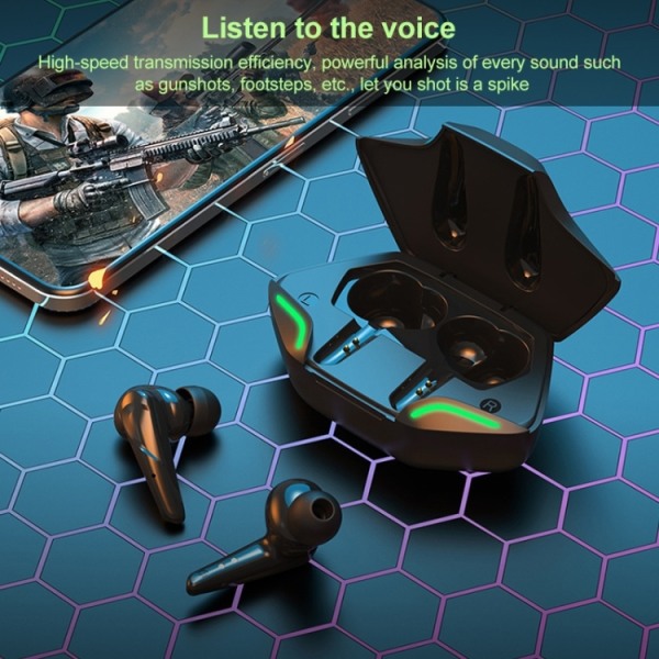 TWS-G11 Bluetooth 5.0 Låg latens TWS Stereo Gaming Hörlurar med Cool LED Vit