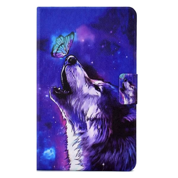 Samsung Galaxy Tab A7 Lite TPU Läderfodral Fjäril Varg