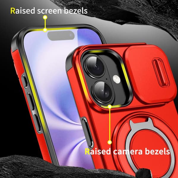 iPhone 17 Skal med Sliding Camshield Ring Holder Röd
