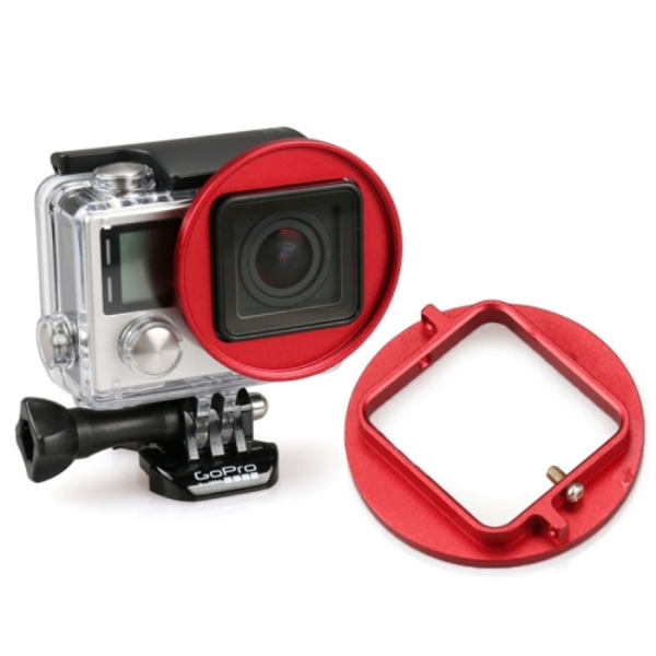 52mm UV-linsfilteradapterring för GoPro HERO 4 / 3+ Rig Cage Case Mount Röd