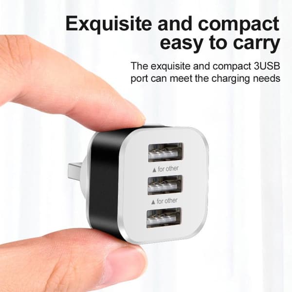 USB 2.0 Hub 3-Port Expander (Silver) - Kompakt och Bärbar USB-Divider för Laptops