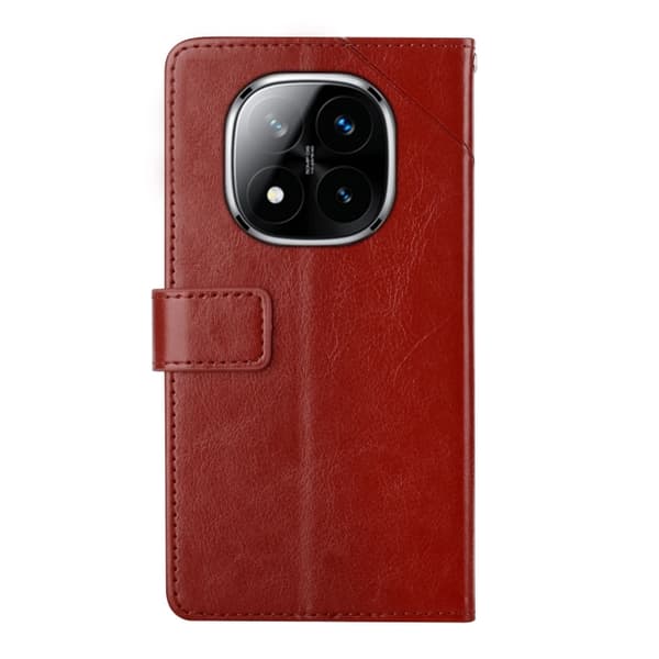 Redmi Note 14 Pro+ 5G - Y-formad Mönster Flip Läder fodral Brun