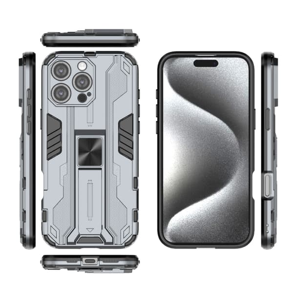 iPhone 16 Pro Max Supersonic PC + TPU Skal - Hållbar och Stöttålig Mobilskal för iPhone 16 Pro Max Grå