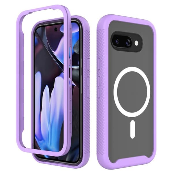 för Pixel 9a Skal - Starry Sky Solid Color MagSafe TPU Clear PC Telefonfodral Purpur