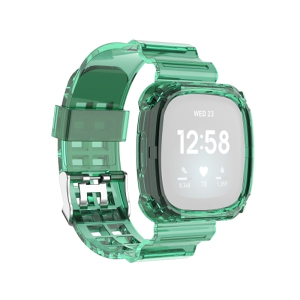 För Fitbit Versa 3 / Fitbit Sense Transparent TPU- watch i ett stycke Green