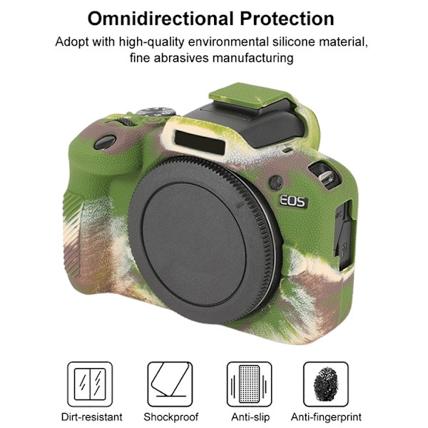 Mjukt silikonfodral med litchikonsistens till Canon EOS R100 Kamouflage