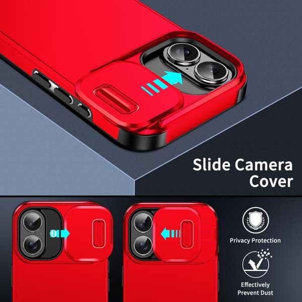 iPhone 17 Skal med Sliding Camshield TPU + PC Röd