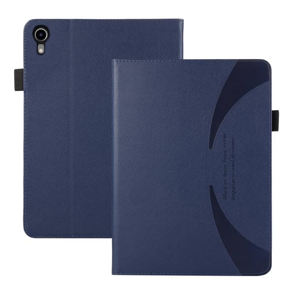 iPad mini 6 / mini 2024 Skal i Litchi-textur Läderfodral med Sugproppar Mörkblå