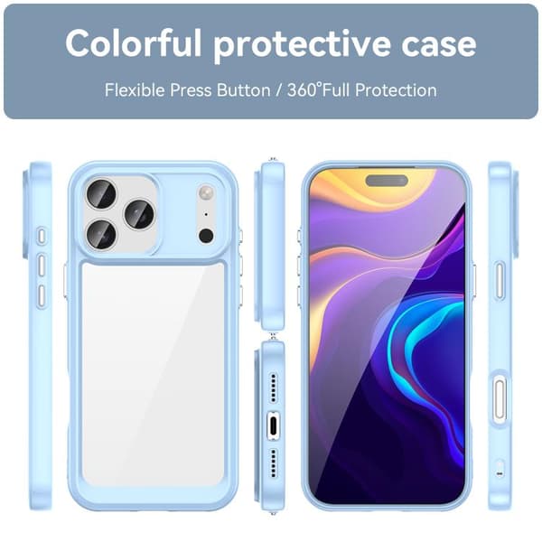 iPhone 18 Pro Max / iPhone 17 Pro Max Skal - Färgglad Serie av Akryl + TPU Blå