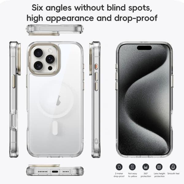 iPhone 16 Pro Max Frosted Crystal Clear MagSafe Magnetisk Skal Transparent grå