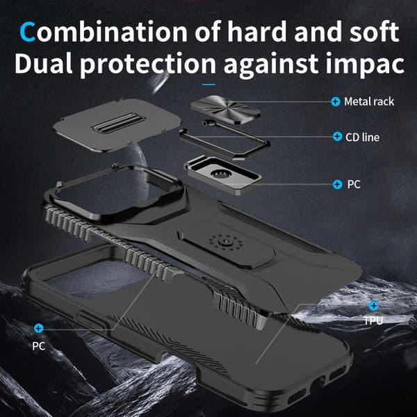 iPhone 18 Pro / iPhone 17 Pro Skal med Glidande Camshield Hållare Svart