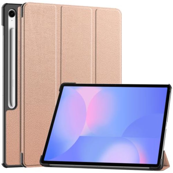 Samsung Galaxy Tab S10 FE+ Skal Custer Pure Color 3-Faldig Smart Läderfodral Roséguld