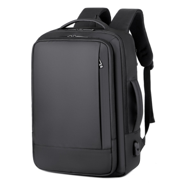 P990 15,6 tums stor kapacitet multifunktionell ryggsäck med extern USB-laddningsport Svart