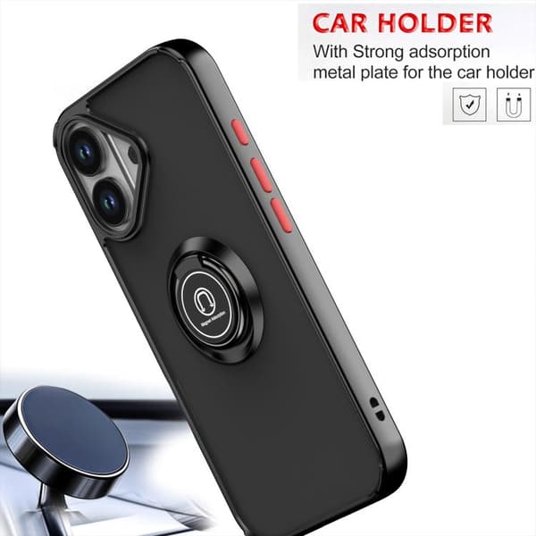 iPhone 17 Skal TPU + PC med Ring Svart + Svart