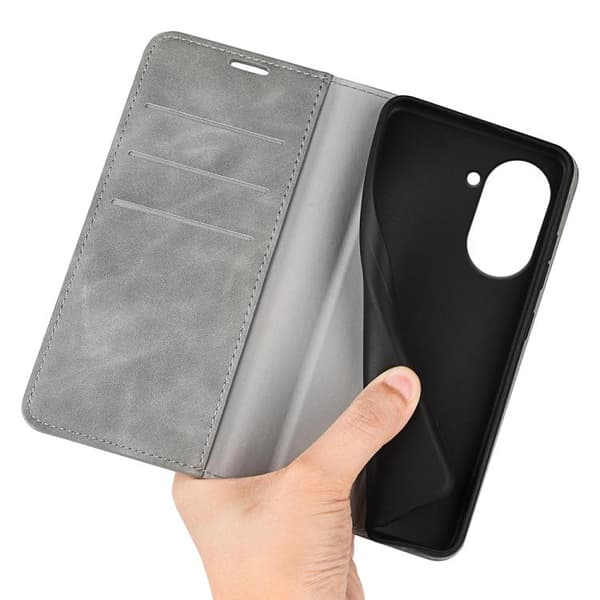Redmi A5 4G - Retro-skin Magnetisk Läderfodral Grå