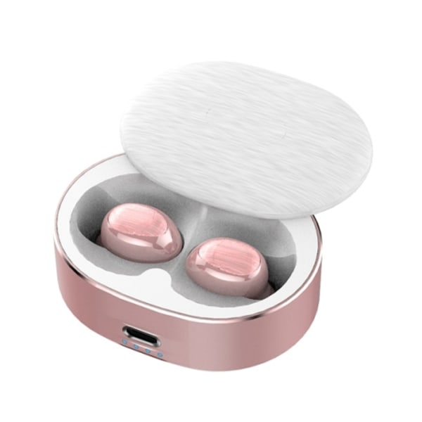 B20 Mini Bärbar In-ear Brusreducerande Bluetooth V5.0 Stereo Hörlurar med 360 Graders Rotation Laddningsbox Rose guld