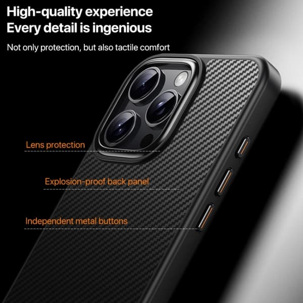 iPhone 16 Pro Max Kevlar Fiber Stötsäker MagSafe Skal