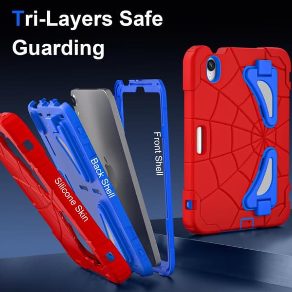 iPad mini 2024 / mini 6 Skal i Silikon + PC Stöttålig Skyddande Tablet Case Röd Blå