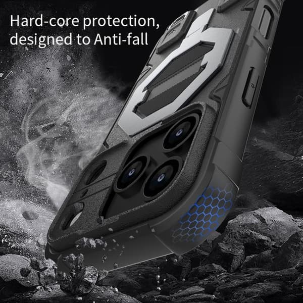 iPhone 18 Pro Max / iPhone 17 Pro Max Skal med Kamera Skydd, Armor MagSafe Hållare och Rem Safirblå