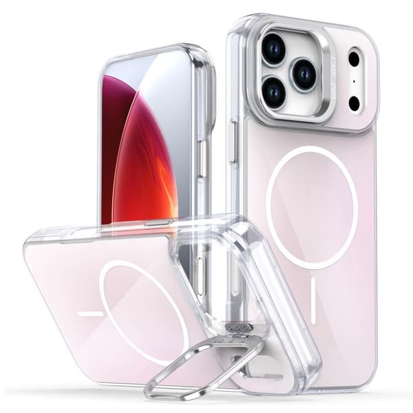 iPhone 18 Pro Max / iPhone 17 Pro Max Gradient Färgskiftande Linsskydd med Kickstand och MagSafe Skal Vit