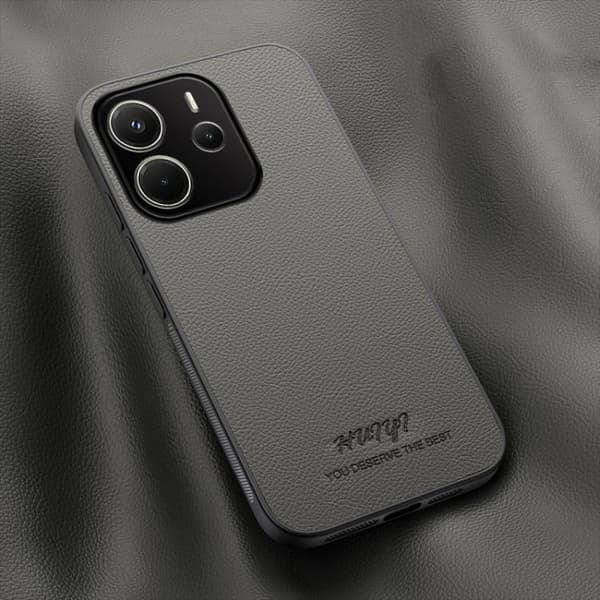 Redmi Note 14 4G - HUIYI Lädermagnetiskt Mobilfodral Grå