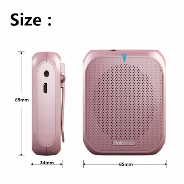 Rolton K400 Mini Audio Speaker Megaphone Röstförstärkare Stöd FM Radio TF MP3(Rose Gold)