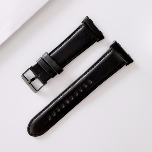 För OPPO Watch 41mm Plain Weave Leather Watch Band Black