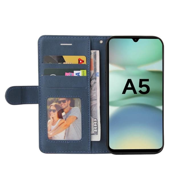 Redmi A5 4G - Flip Leather Fodral med Tvåfärgad Splicing Blå