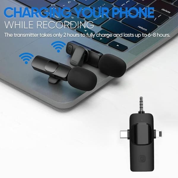 2 i 1 trådlösa lavaliermikrofoner för iPhone / Android