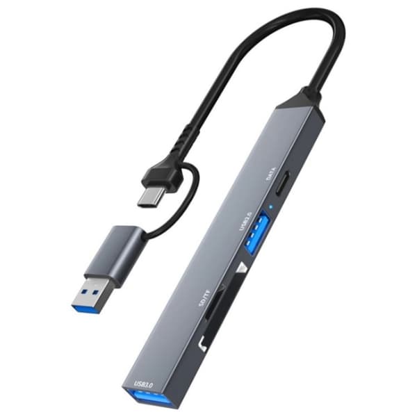 ADS-806D Typ-C + USB 3.0 Hub med SD/TF Kortläsare - Multifunktionell Dockningsstation